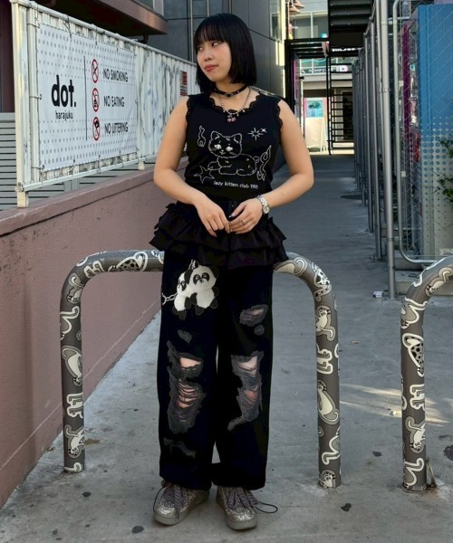 Candy Stripper（キャンディストリッパー）の「LAZY KKITTEN タンクトップ（タンクトップ・レディース・ピンク/オフホワイト/ブラック・FREE）」の10枚目の写真