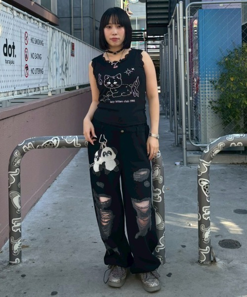 Candy Stripper（キャンディストリッパー）の「LAZY KKITTEN タンクトップ（タンクトップ・レディース・ピンク/オフホワイト/ブラック・FREE）」の11枚目の写真