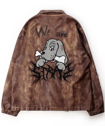 Salong hameu（サロン ハミュー）の「GALFY（ガルフィー）バチバチピアスPUコーチ/ヴィンテージ風フェイクレザージャケット/ブルゾン（ライダースジャケット）」