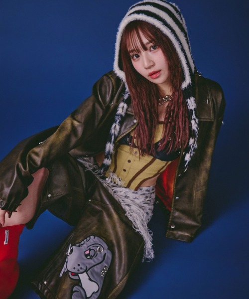 GALFY（ガルフィー）の「GALFY（ガルフィー）バチバチピアスPUコーチ/ヴィンテージ風フェイクレザージャケット/ブルゾン（ブルゾン・メンズ・ブラウン/カーキ/ブラック・LL/L）」の11枚目の写真