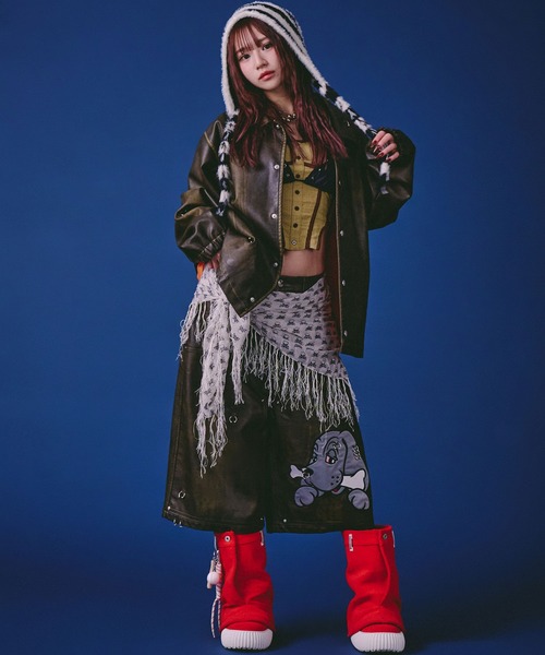 GALFY（ガルフィー）の「GALFY（ガルフィー）バチバチピアスPUコーチ/ヴィンテージ風フェイクレザージャケット/ブルゾン（ブルゾン・メンズ・ブラウン/カーキ/ブラック・LL/L）」の10枚目の写真