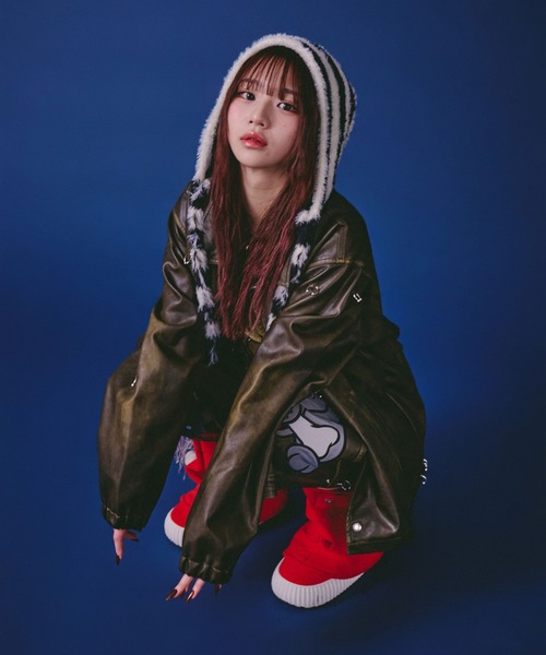 GALFY（ガルフィー）の「GALFY（ガルフィー）バチバチピアスPUコーチ/ヴィンテージ風フェイクレザージャケット/ブルゾン（ブルゾン・メンズ・ブラウン/カーキ/ブラック・LL/L）」の12枚目の写真