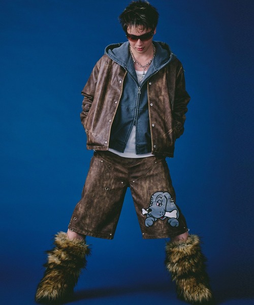 GALFY（ガルフィー）の「GALFY（ガルフィー）バチバチピアスPUコーチ/ヴィンテージ風フェイクレザージャケット/ブルゾン（ブルゾン・メンズ・ブラウン/カーキ/ブラック・LL/L）」の19枚目の写真