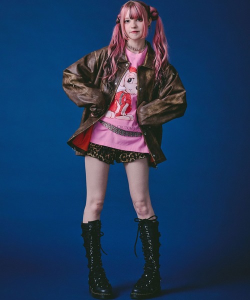 GALFY（ガルフィー）の「GALFY（ガルフィー）バチバチピアスPUコーチ/ヴィンテージ風フェイクレザージャケット/ブルゾン（ブルゾン・メンズ・ブラウン/カーキ/ブラック・LL/L）」の14枚目の写真