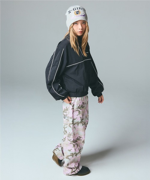 X-girl（エックスガール）の「FACE LABEL TRACK JACKET（ナイロンジャケット・レディース・グレー/ブラック/ホワイト・S/M）」の19枚目の写真