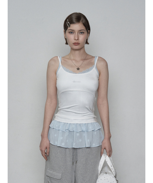 SETUP-EXE(セットアップイーエックスイー)の「LOGO PEARL SLEEVELESS / OFF WHITE(Tシャツ/カットソー・レディース・その他・ONE SIZE)」の1枚目の写真