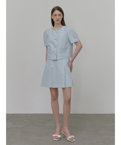 ETMON(エトモン)の「Pleats Tweed Mini Skirt, Light Blue(スカート・レディース・その他・S/M)」の4枚目の写真