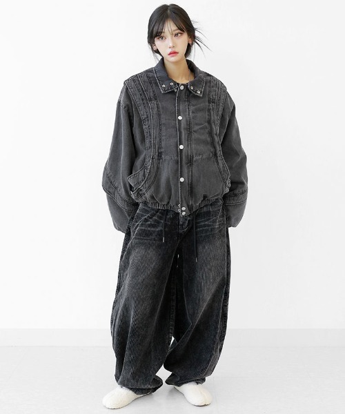 minsobi（ミンソビ）の「ヴィンテージウォッシュ ワイドコーデュロイパンツ（その他パンツ・メンズ・ブラック・FREE）」の5枚目の写真