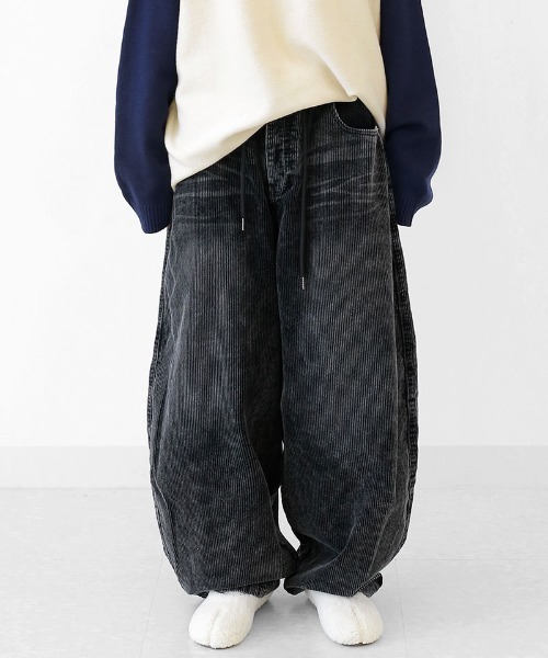 minsobi（ミンソビ）の「ヴィンテージウォッシュ ワイドコーデュロイパンツ（その他パンツ・メンズ・ブラック・FREE）」の6枚目の写真