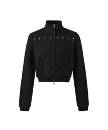 ANOTHERYOUTH（アナザーユース）の「クロップスタッズジップアップスウェット - ブラック（スウェット）」