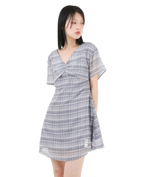 シフォンミニワンピースブラックチェック ONE SIZE