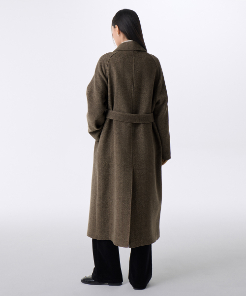 MUSINSA STANDARD WOMAN（ムシンサスタンダードウーマン）の「ウィメンズヘリンボーンバルマカンローブコート[ブラウン]（チェスターコート・レディース・その他・LARGE/MEDIUM/SMALL）」の2枚目の写真