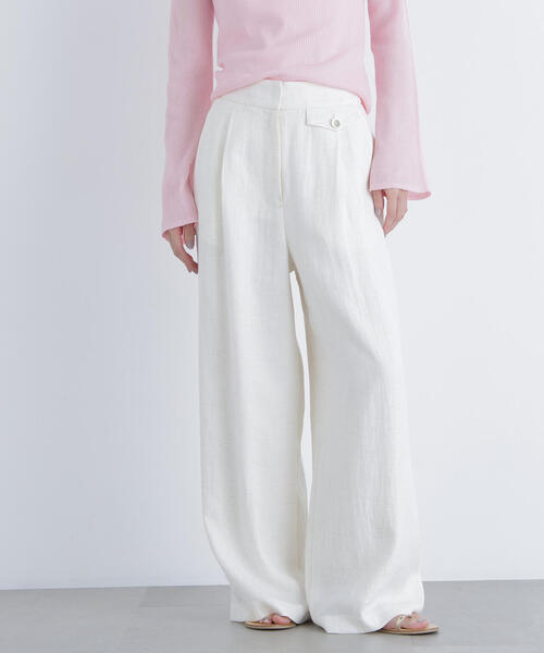 N.(N. Natural Beauty Basic)(エヌエヌナチュラルビューティーベーシック)の「【PS/低身長サイズ】シンチバックワイドパンツ(その他パンツ・レディース・オフホワイト/ブラック/ベージュ・MEDIUM/P/S)」の1枚目の写真