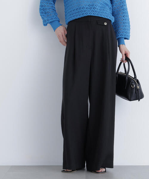 N.(N. Natural Beauty Basic)(エヌエヌナチュラルビューティーベーシック)の「【PS/低身長サイズ】シンチバックワイドパンツ(その他パンツ・レディース・オフホワイト/ブラック/ベージュ・MEDIUM/P/S)」の2枚目の写真