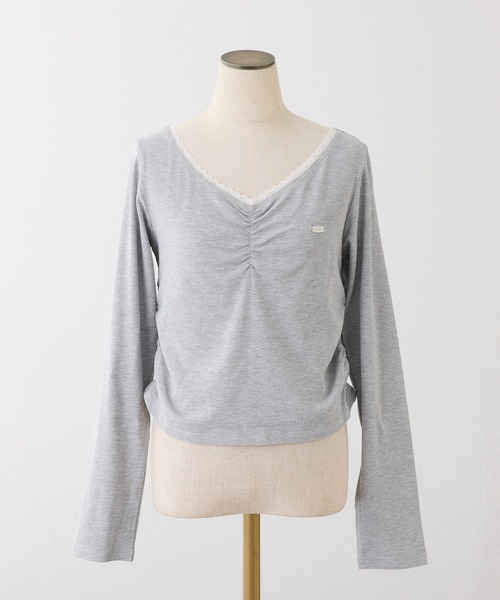 one after another NICE CLAUP(ワンアフターアナザーナイスクラップ)の「プレート付きカットソー(Tシャツ/カットソー・レディース・杢グレー/オフホワイト/サックスブルー/ブラック・FREE)」の17枚目の写真