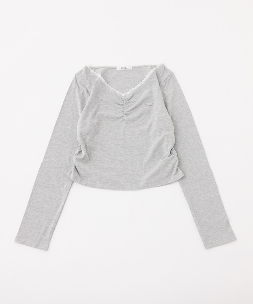 one after another NICE CLAUP(ワンアフターアナザーナイスクラップ)の「プレート付きカットソー(Tシャツ/カットソー・レディース・杢グレー/オフホワイト/サックスブルー/ブラック・FREE)」の16枚目の写真