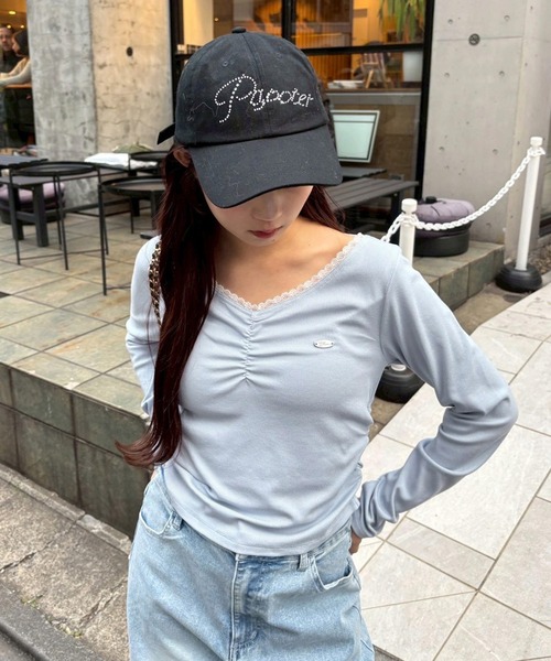 one after another NICE CLAUP(ワンアフターアナザーナイスクラップ)の「プレート付きカットソー(Tシャツ/カットソー・レディース・杢グレー/オフホワイト/サックスブルー/ブラック・FREE)」の11枚目の写真