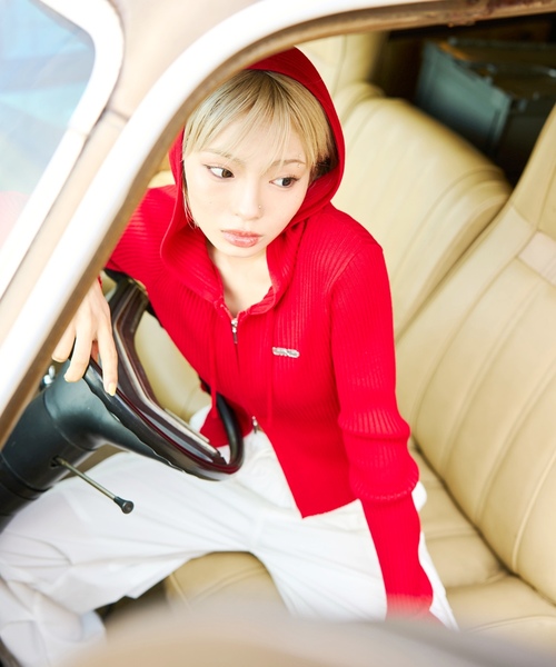 LOVETOXIC（ラブトキシック）の「【LTXC】【アラエル】リブZIPパーカー（パーカー・キッズ・グレー/オフホワイト/レッド・M:150cm/130cm/L:160cm/S:140cm）」の3枚目の写真