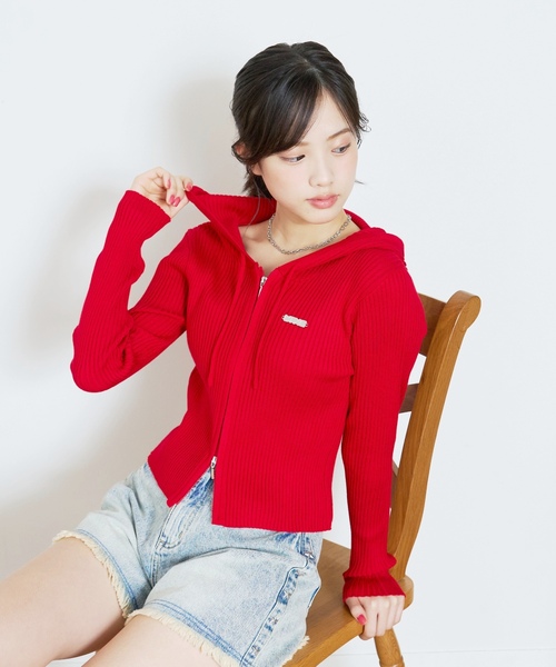 LOVETOXIC（ラブトキシック）の「【LTXC】【アラエル】リブZIPパーカー（パーカー・キッズ・グレー/オフホワイト/レッド・M:150cm/130cm/L:160cm/S:140cm）」の7枚目の写真