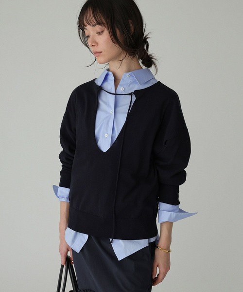 BABYLONE（バビロン）の「2WAYスピンドルプルオーバー（ニット/セーター・レディース・アイボリー/ネイビー/グレー・フリー）」の3枚目の写真