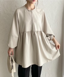 She's Closet（シーズクローゼット）の「ウエストギャザー切り替え長袖ペプラムノーカラージャケット（その他トップス）」