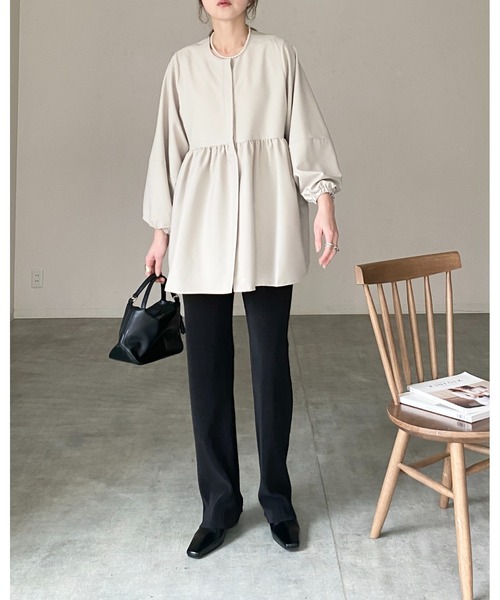 She's Closet(シーズクローゼット)の「ウエストギャザー切り替え長袖ペプラムノーカラージャケット(その他トップス・レディース・ネイビー/ベージュ/ブラック・L/M)」の8枚目の写真