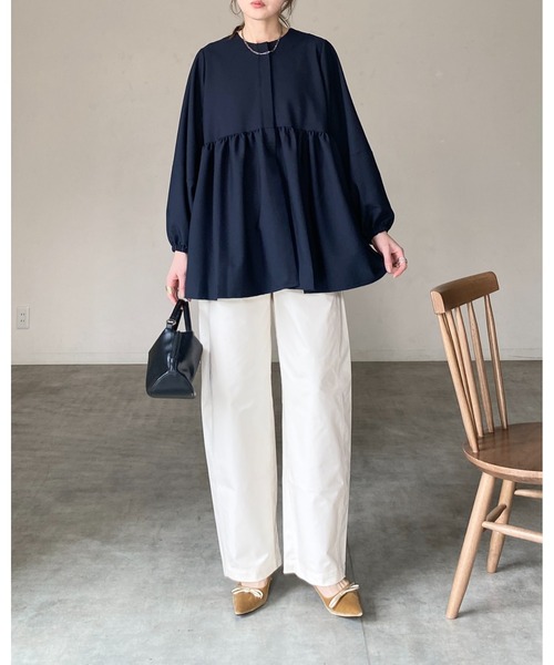 She's Closet(シーズクローゼット)の「ウエストギャザー切り替え長袖ペプラムノーカラージャケット(その他トップス・レディース・ネイビー/ベージュ/ブラック・L/M)」の16枚目の写真