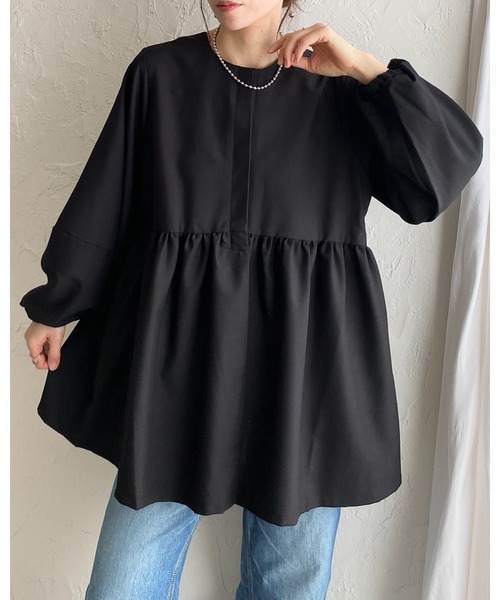 She's Closet(シーズクローゼット)の「ウエストギャザー切り替え長袖ペプラムノーカラージャケット(その他トップス・レディース・ネイビー/ベージュ/ブラック・L/M)」の17枚目の写真