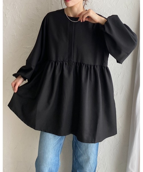 She's Closet(シーズクローゼット)の「ウエストギャザー切り替え長袖ペプラムノーカラージャケット(その他トップス・レディース・ネイビー/ベージュ/ブラック・L/M)」の18枚目の写真