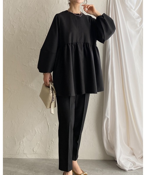 She's Closet(シーズクローゼット)の「ウエストギャザー切り替え長袖ペプラムノーカラージャケット(その他トップス・レディース・ネイビー/ベージュ/ブラック・L/M)」の6枚目の写真