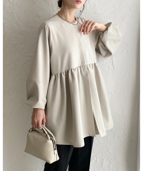 She's Closet(シーズクローゼット)の「ウエストギャザー切り替え長袖ペプラムノーカラージャケット(その他トップス・レディース・ネイビー/ベージュ/ブラック・L/M)」の20枚目の写真
