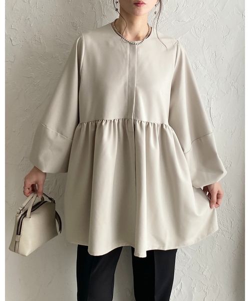She's Closet(シーズクローゼット)の「ウエストギャザー切り替え長袖ペプラムノーカラージャケット(その他トップス・レディース・ネイビー/ベージュ/ブラック・L/M)」の21枚目の写真