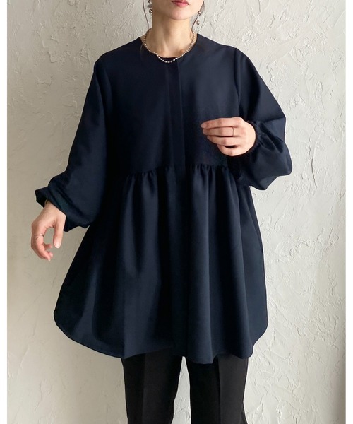 She's Closet(シーズクローゼット)の「ウエストギャザー切り替え長袖ペプラムノーカラージャケット(その他トップス・レディース・ネイビー/ベージュ/ブラック・L/M)」の13枚目の写真