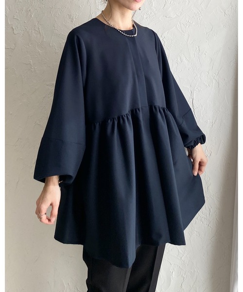 She's Closet(シーズクローゼット)の「ウエストギャザー切り替え長袖ペプラムノーカラージャケット(その他トップス・レディース・ネイビー/ベージュ/ブラック・L/M)」の22枚目の写真