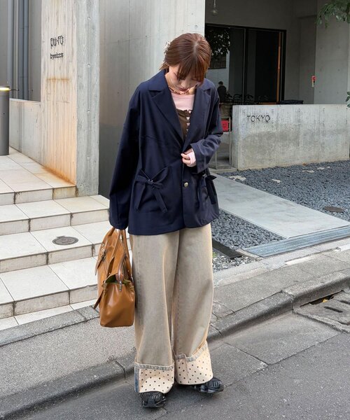 CIAOPANIC(チャオパニック)の「リボン付き切替テーラードジャケット(テーラードジャケット・レディース・サックスブルー/ネイビー/ブラウン・ONE SIZE)」の10枚目の写真