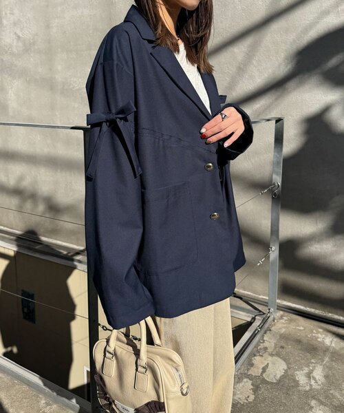 CIAOPANIC(チャオパニック)の「リボン付き切替テーラードジャケット(テーラードジャケット・レディース・サックスブルー/ネイビー/ブラウン・ONE SIZE)」の19枚目の写真