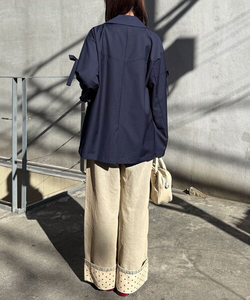 CIAOPANIC(チャオパニック)の「リボン付き切替テーラードジャケット(テーラードジャケット・レディース・サックスブルー/ネイビー/ブラウン・ONE SIZE)」の9枚目の写真