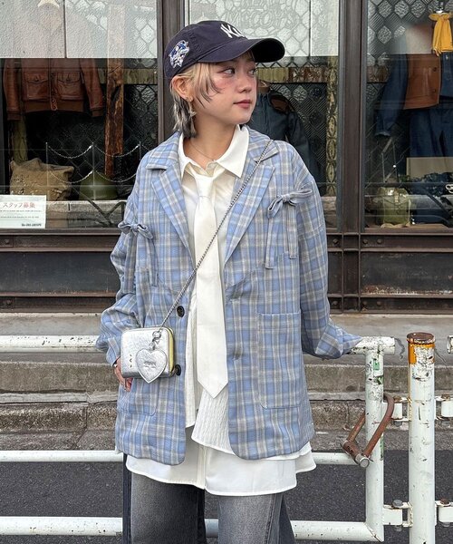 CIAOPANIC(チャオパニック)の「リボン付き切替テーラードジャケット(テーラードジャケット・レディース・サックスブルー/ネイビー/ブラウン・ONE SIZE)」の18枚目の写真