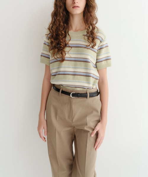 DUNST（ダンスト）の「【DUNST】UNISEX STRIPED CREW-NECK KNIT（ニット/セーター・レディース・オフホワイト/ネイビー/ミント・S）」の15枚目の写真