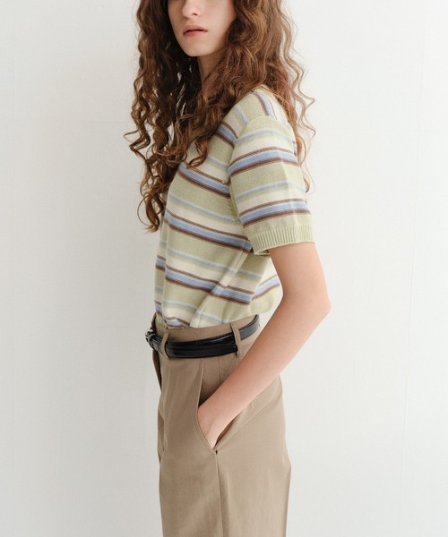 DUNST（ダンスト）の「【DUNST】UNISEX STRIPED CREW-NECK KNIT（ニット/セーター・レディース・オフホワイト/ネイビー/ミント・S）」の16枚目の写真