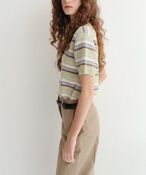 DUNST（ダンスト）の「【DUNST】UNISEX STRIPED CREW-NECK KNIT（ニット/セーター・レディース・オフホワイト/ネイビー/ミント・S）」の17枚目の写真