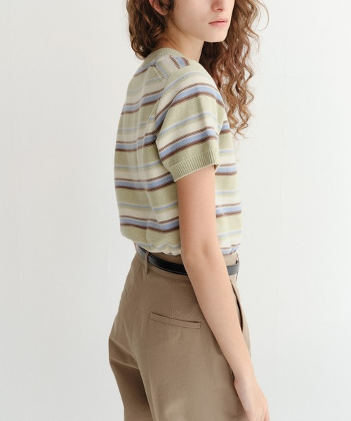 DUNST（ダンスト）の「【DUNST】UNISEX STRIPED CREW-NECK KNIT（ニット/セーター・レディース・オフホワイト/ネイビー/ミント・S）」の18枚目の写真
