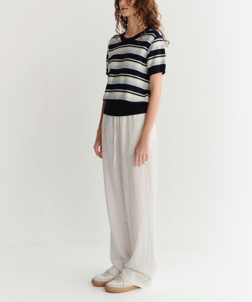 DUNST（ダンスト）の「【DUNST】UNISEX STRIPED CREW-NECK KNIT（ニット/セーター・レディース・オフホワイト/ネイビー/ミント・S）」の9枚目の写真