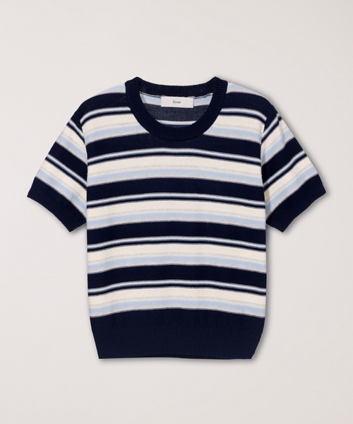 DUNST（ダンスト）の「【DUNST】UNISEX STRIPED CREW-NECK KNIT（ニット/セーター・レディース・オフホワイト/ネイビー/ミント・S）」の11枚目の写真