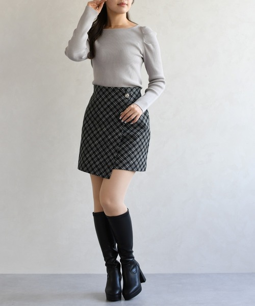 31 Sons de mode（トランテアン　ソン　ドゥ　モード）の「2026春夏新作 ボートネックリブニット（ニット/セーター・レディース・ライトグレー/ピンク/オフホワイト・ﾌﾘ-）」の12枚目の写真