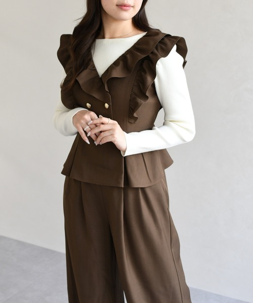 31 Sons de mode（トランテアン　ソン　ドゥ　モード）の「2026春夏新作 ボートネックリブニット（ニット/セーター・レディース・ライトグレー/ピンク/オフホワイト・ﾌﾘ-）」の22枚目の写真