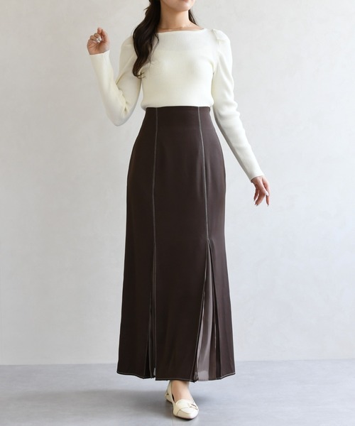 31 Sons de mode（トランテアン　ソン　ドゥ　モード）の「2026春夏新作 ボートネックリブニット（ニット/セーター・レディース・ライトグレー/ピンク/オフホワイト・ﾌﾘ-）」の19枚目の写真