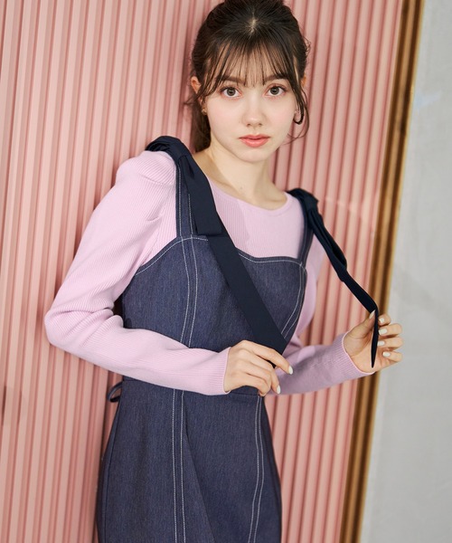 31 Sons de mode（トランテアン　ソン　ドゥ　モード）の「2026春夏新作 ボートネックリブニット（ニット/セーター・レディース・ライトグレー/ピンク/オフホワイト・ﾌﾘ-）」の7枚目の写真