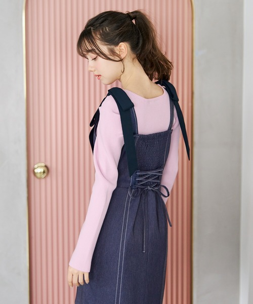 31 Sons de mode（トランテアン　ソン　ドゥ　モード）の「2026春夏新作 ボートネックリブニット（ニット/セーター・レディース・ライトグレー/ピンク/オフホワイト・ﾌﾘ-）」の5枚目の写真