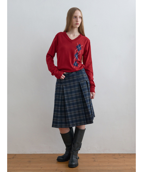 Kijun(キジュン)の「Argyle V-Neck Knit Red(ニット/セーター・レディース・その他・SMALL/MEDIUM)」の4枚目の写真